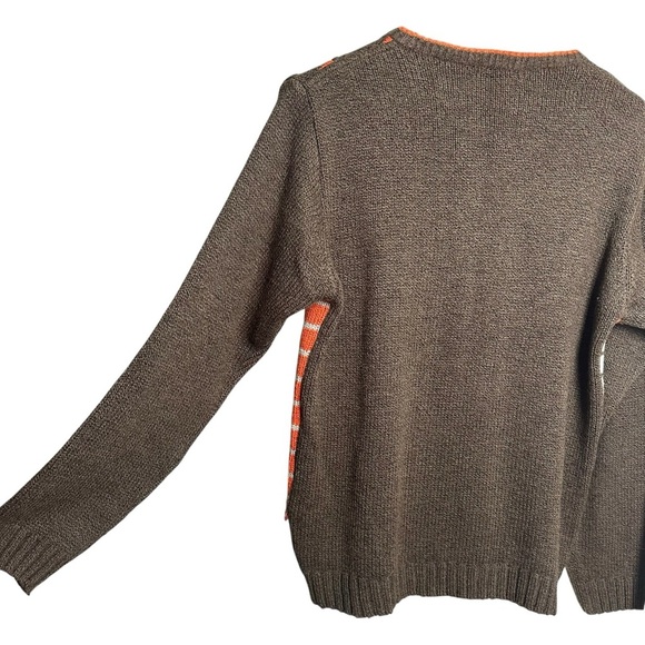 Deekay Oswal Men's Small Knit Sweater Color Block Geometric Stripes Orange - Picture 11 of 12